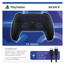 Kontroler bezprzewodowy DualSense® w kolorze Nocna Czerń w zestawie z przewodem USB do komputera PC