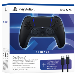 Kontroler bezprzewodowy DualSense® w kolorze Nocna Czerń w zestawie z przewodem USB do komputera PC